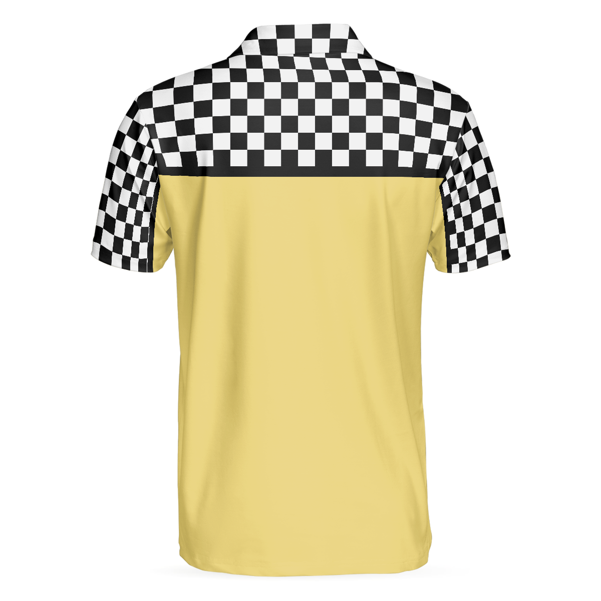 Relaxi Taxi Short Sleeve Polo Shirt, Black And White Checker Pattern Yellow Taxi Shirt For Men - Hyperfavor