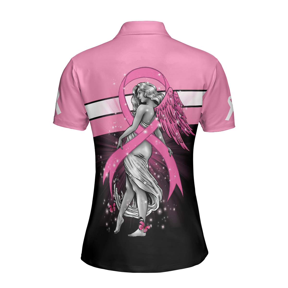 Breast Cancer Angel Breast Cancer Awareness Short Sleeve Women Polo Shirt - Hyperfavor