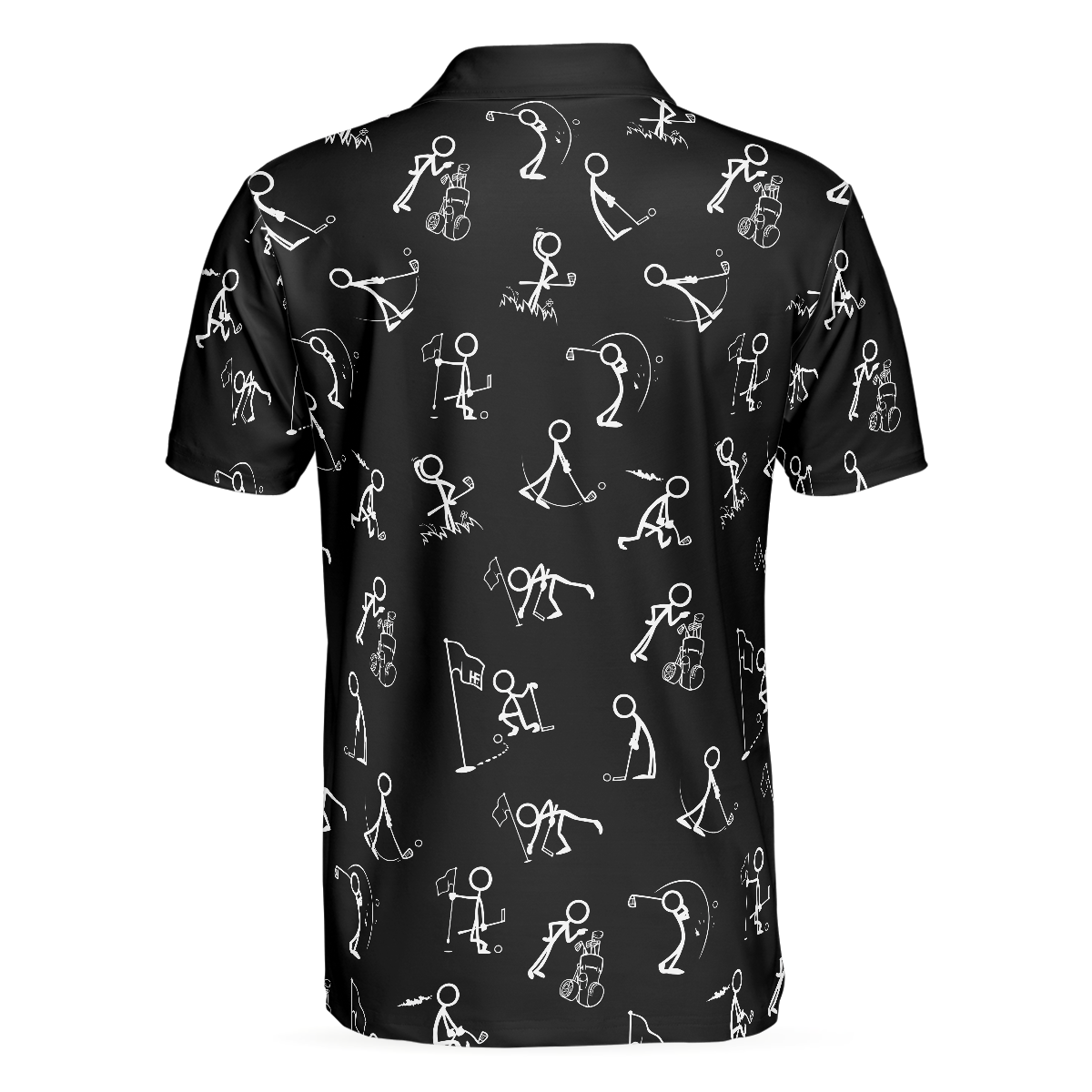 Stickfigures Playing Golf Short Sleeve Polo Shirt, Doodling Golfer Polo Shirt, Best Golf Shirt For Men - Hyperfavor