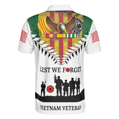 Lest We Forget Vietnam Veteran Polo Shirt, American Flag Veteran Shirt, Best Gift Idea For Vietnam Veterans - Hyperfavor