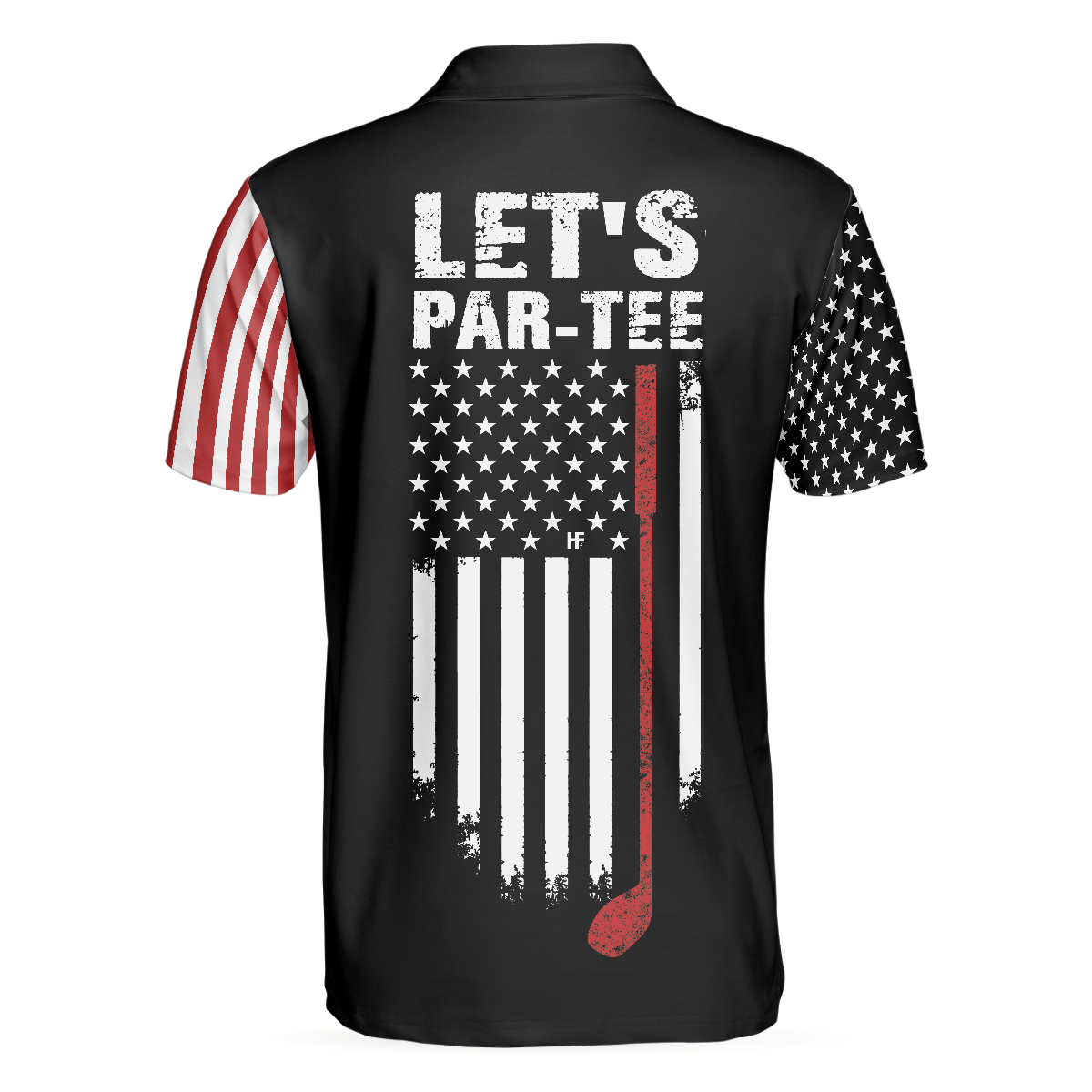 Let's Par Tee Short Sleeve Golf Polo Shirt, Dark Theme American Flag Polo Shirt, Patriotic Golf Shirt For Men - Hyperfavor