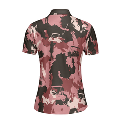 Golf Girl Camouflage Short Sleeve Women Polo Shirt, Pink Camo Golf Shirt For Ladies, Cool Golf Gift For Women - Hyperfavor