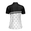 Crossed Black Golf Clubs Golf Short Sleeve Women Polo Shirt, Black And White Golf Shirt For Ladies - Hyperfavor