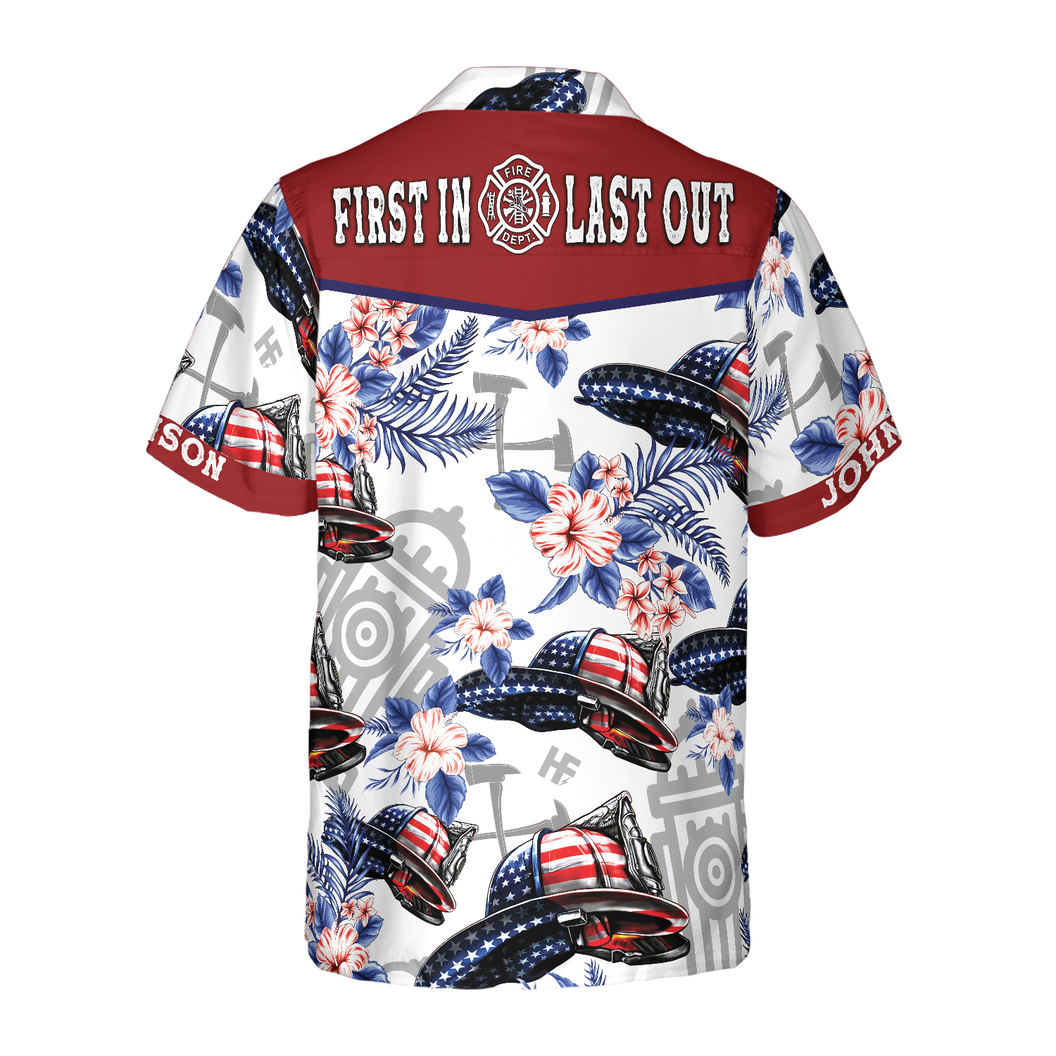 Firefighter American Flag Helmet Custom Hawaiian Shirt, Personalized Texas Bluebonnet Firefighter Hawaiian Shirt For Men - Hyperfavor