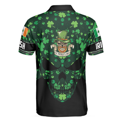 St Patrick’s Day Skull Polo Shirt, Cool Skull St Patrick's Day Polo Shirt, St Patrick Shirt For Men - Hyperfavor