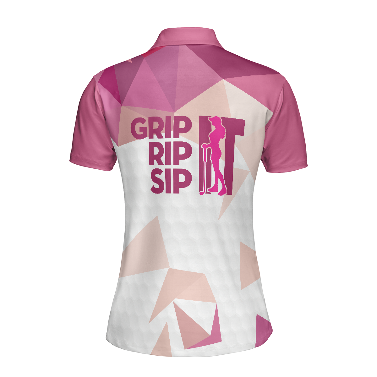 Rip It Sip It Grip It Golf Girl Golf Short Sleeve Women Polo Shirt, Pink Golf Shirt For Ladies, Best Golf Gift - Hyperfavor