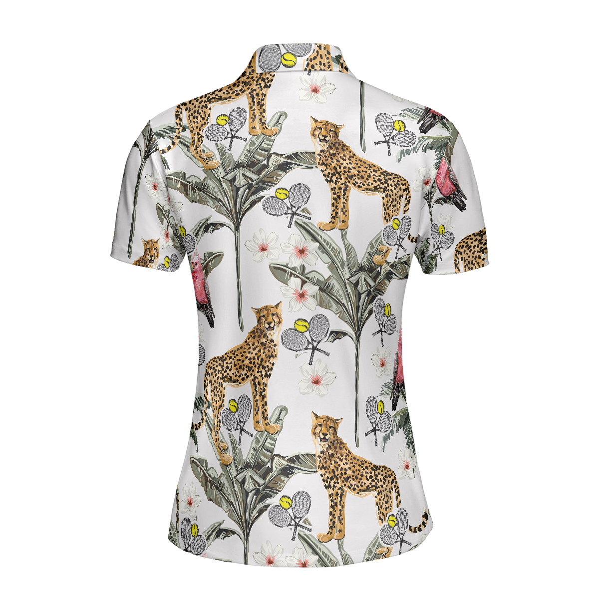 Tropical Coconut Leopard Tennis Shirt For Women Short Sleeve Women Polo Shirt - Hyperfavor