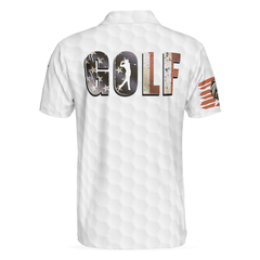 American Golfer Eagle Golf Ball Texture Polo Shirt, Ripped American Flag Polo Shirt, Patriotic Golf Shirt For Men - Hyperfavor