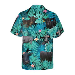 Tropical Black Cow Lover Hawaiian Shirt - Hyperfavor