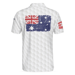 Golf Australian Flag Polo Shirt, White Golf Pattern Polo Shirt, Best Australian Golf Shirt For Men - Hyperfavor