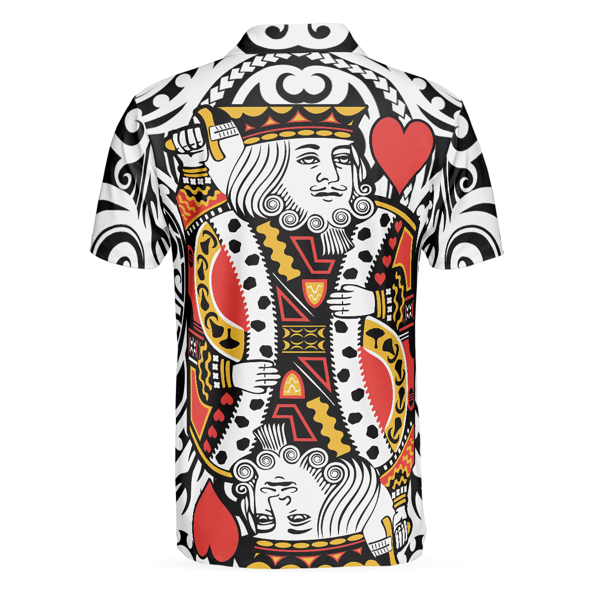 Poker King Of Heart Short Sleeve Polo Shirt, Playing Card Polo Shirt, Best Poker Shirt For Men - Hyperfavor