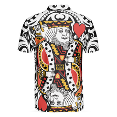 Poker King Of Heart Short Sleeve Polo Shirt, Playing Card Polo Shirt, Best Poker Shirt For Men - Hyperfavor