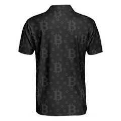 Bitcoin Golden Heartbeat Polo Shirt, Black Bitcoin Shirt For Adults, Cryptocurrency Short Sleeve Polo Shirt - Hyperfavor