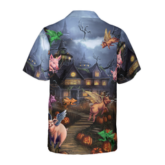 Scary Pigs Can Fly Hawaiian Shirt - Hyperfavor