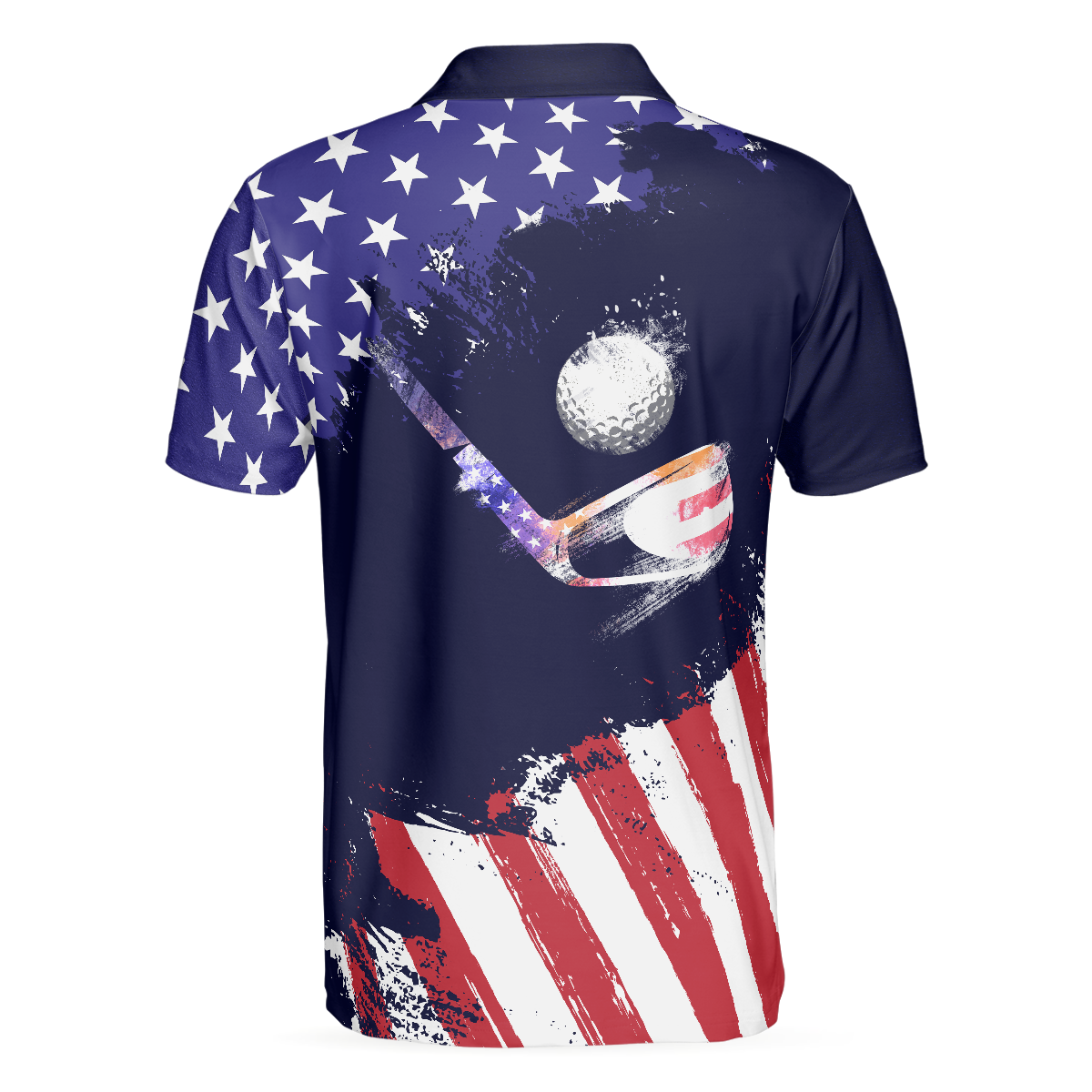 American Flag with Abstract Golf Swing Men Polo Shirt - Hyperfavor