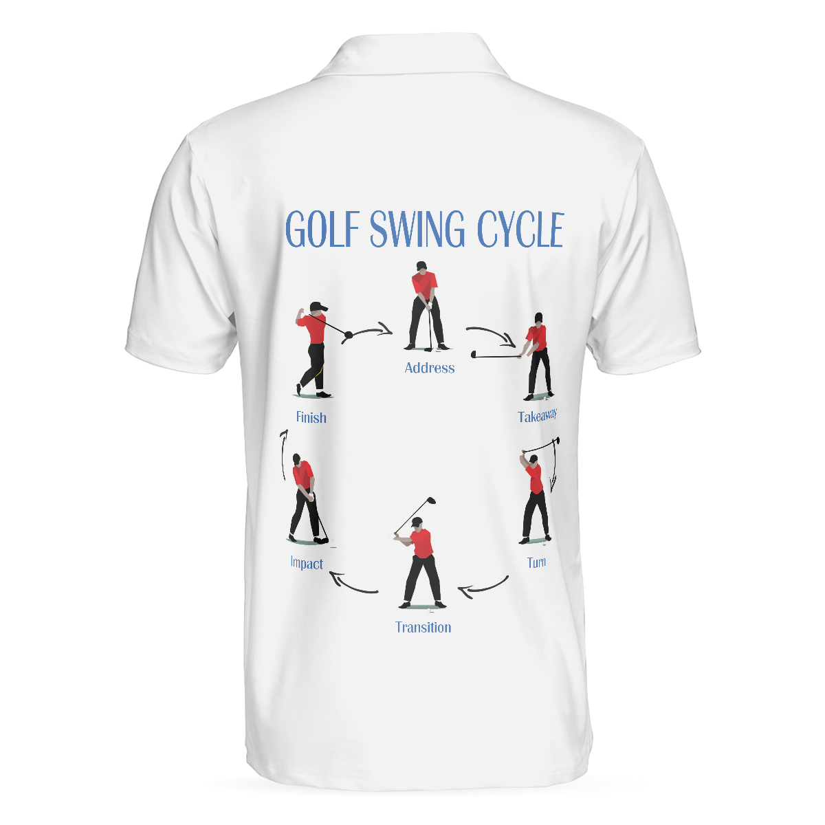 Golf Swing Life Cycle White Golf Polo Shirt, Best Golf Shirt For Men - Hyperfavor