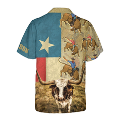 Rodeo Longhorn Texas Flag Custom Hawaiian Shirt, Unique Texas Shirt For Texas Lovers - Hyperfavor