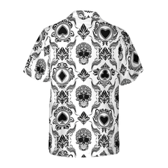 Casino And Black Skull Pattern Hawaiian Shirt - Hyperfavor