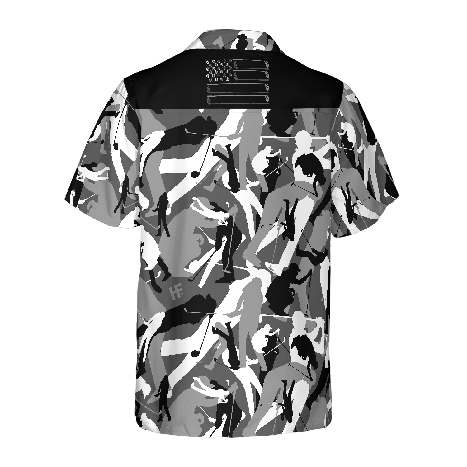 Tattered BnW Camouflage Golf Hawaiian Shirt - Hyperfavor