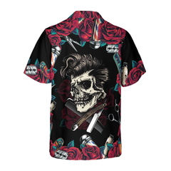 Rose & The Barber Skull Hawaiian Shirt - Hyperfavor