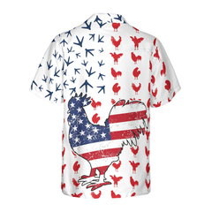 Rooster American Flag Hawaiian Shirt - Hyperfavor