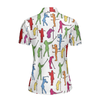 Colorful Female Golfer Short Sleeve Women Polo Shirt, White Golf Shirt For Ladies, Unique Female Golf Gift - Hyperfavor