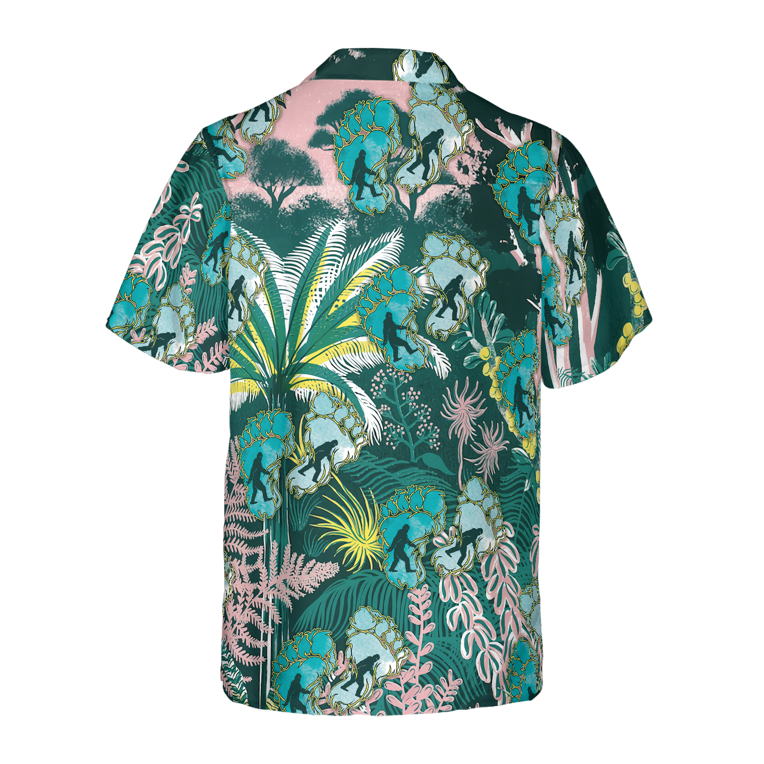 Tropical Forest Bigfoot Hawaiian Shirt, Tropical Floral And Leaves Bigfoot Shirt For Men - Hyperfavor