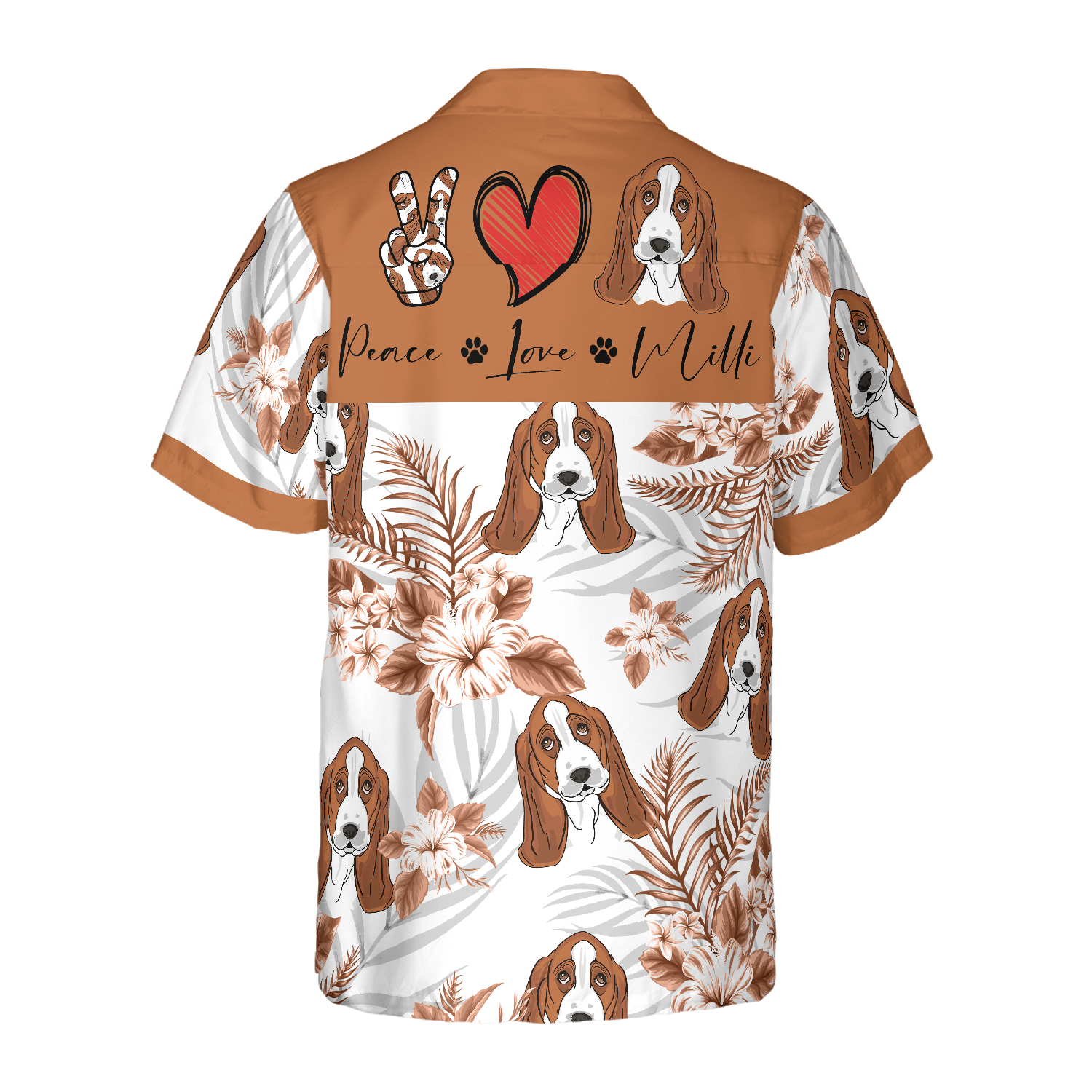 Personalized Peace Love Basset Hound Custom Hawaiian Shirt - Hyperfavor