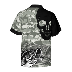 Fish Reaper Men Polo Shirt, Eat Sleep Fishing Repeat Skull Camouflage Polo Shirt, Camo Fishing Shirt for Men