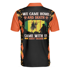 We Came Home And Death Came With Us Agent Orange Polo Shirt, Orange Argyle Pattern Shirt For Veterans - Hyperfavor