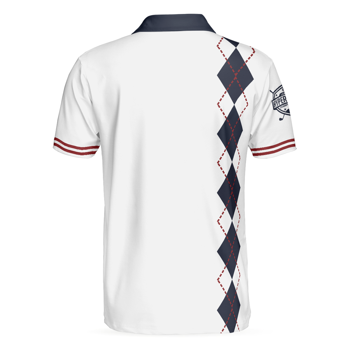 Weapons Of Grass Destruction Short Sleeve Polo Shirt, White And Navy Argyle Pattern Polo Shirt, Best Golf Shirt For Men - Hyperfavor