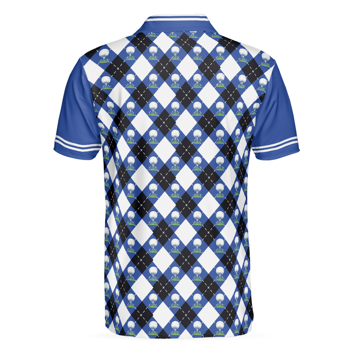 Your Hole Is My Goal Remastered Short Sleeve Golf Polo Shirt, Blue Argyle Pattern Polo Shirt, Best Golf Shirt For Men - Hyperfavor