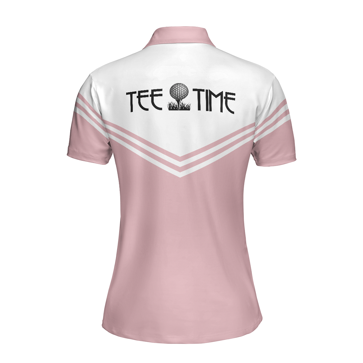 Tee Time Golf Short Sleeve Women Polo Shirt, White And Pink Golf Shirt For Ladies - Hyperfavor