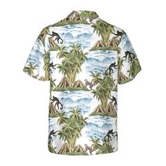 Vintage Island Palm Tree Monkey Hawaiian Shirt - Hyperfavor