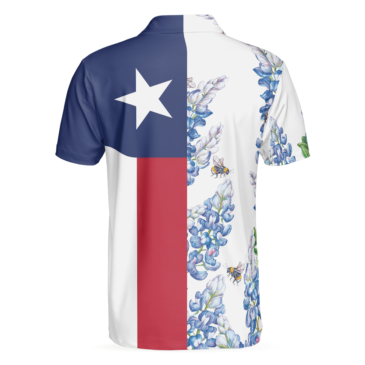 Texas Flag Bluebonnets Polo Shirt For Golf, Floral Texas Flag Polo Shirt, Texas Proud Shirt For Men - Hyperfavor