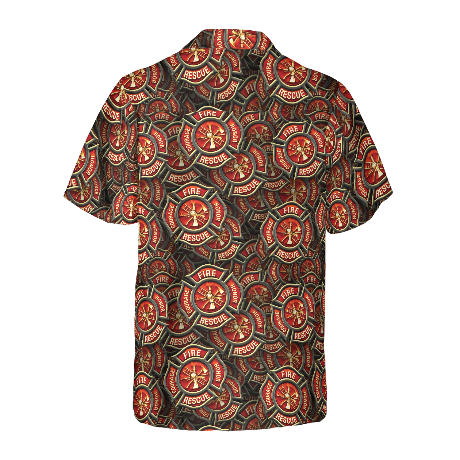 Firefighter Courage Rescue Honor Firefighter Hawaiian Shirt, Fire Dept Logo Pattern Firefighter Shirt For Men - Hyperfavor