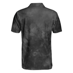 Cycling On Smoke Background Polo Shirt, Black And White Cycling Shirt For Men - Hyperfavor