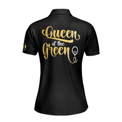 Elegant Gold Pattern Queen Of The Green Golf Short Sleeve Women Polo Shirt, Unique Female Golf Gift - Hyperfavor