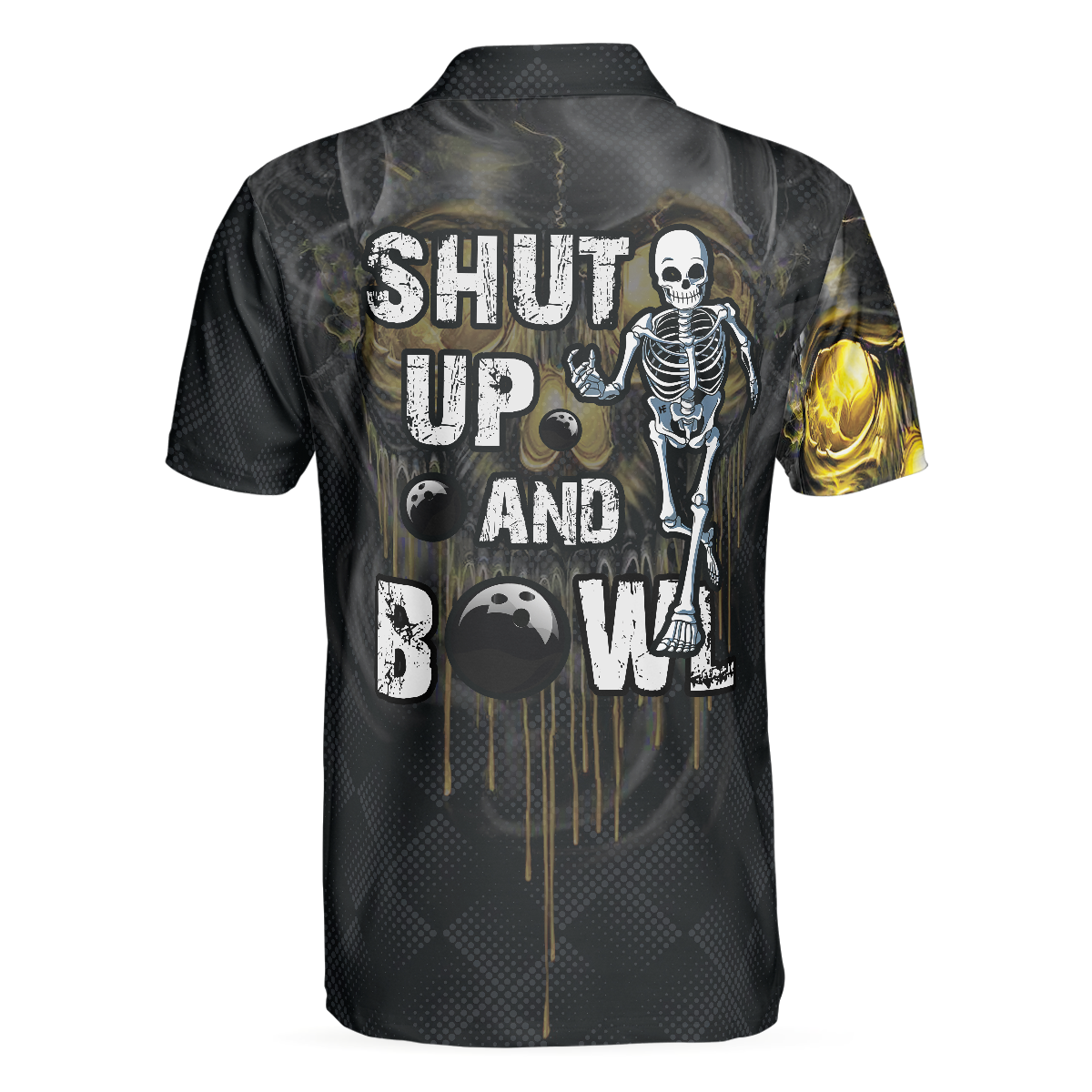 Bowling Shut Up Polo Shirt, Scary Halloween Gift Idea For Male Bowlers, Skull Bowling Polo Shirt - Hyperfavor