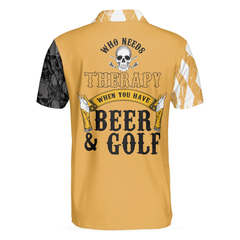 Who Needs Therapy When You Have Beer & Golf Polo Shirt, Argyle Pattern Golfing Shirt Design For Drinking Golfers - Hyperfavor