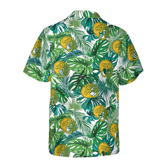 Tropical Ice Hockey Yellow Helmet Hawaiian Shirt - Hyperfavor