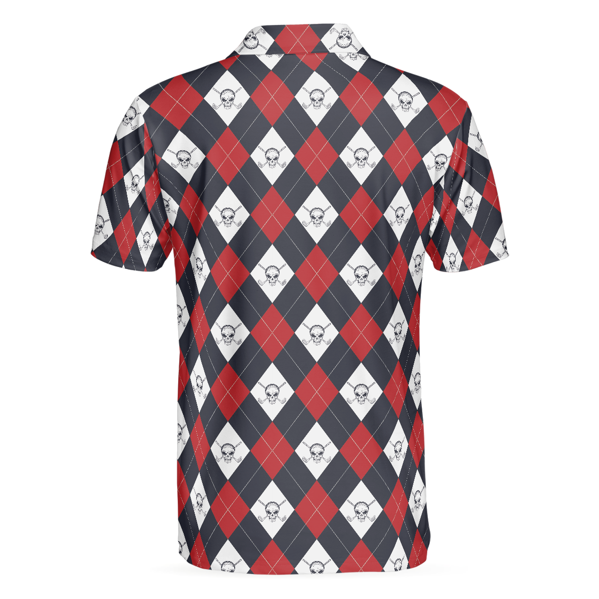 Golf Argyle Skull Short Sleeve Polo Shirt For Golf, Skull Golf Shirt For Men, Best Gift For Golfers - Hyperfavor