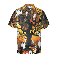 Night Of Pumpkin & Ghost Hawaiian Shirt - Hyperfavor