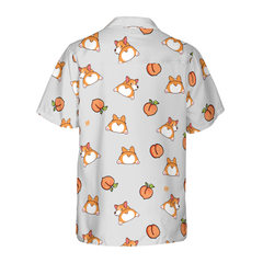 Corgi Butt And Peaches Seamless Hawaiian Shirt - Hyperfavor