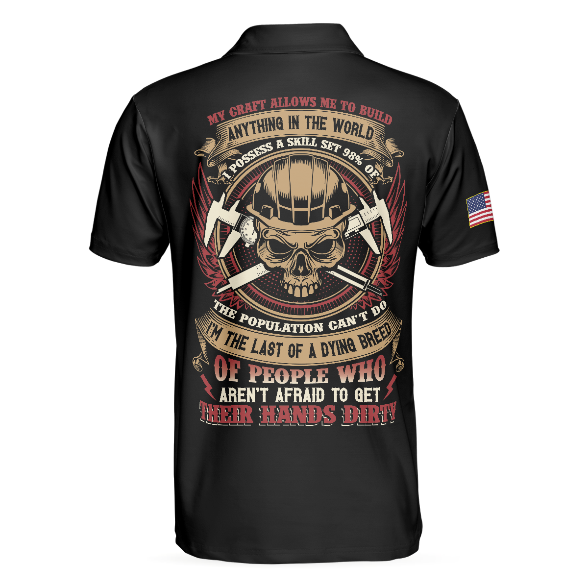 Machinist My Craft Allows Me To Build Anything Polo Shirt, Skull American Flag Machinist Shirt For Men - Hyperfavor