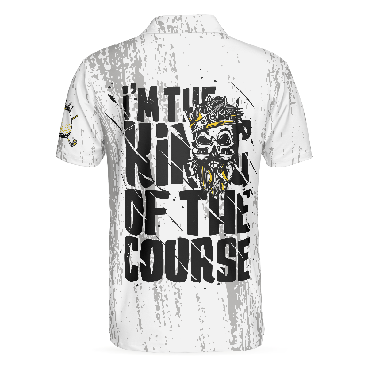 I'm The King Of The Course Golf Polo Shirt, Black And White Skull Golf Shirt For Men - Hyperfavor