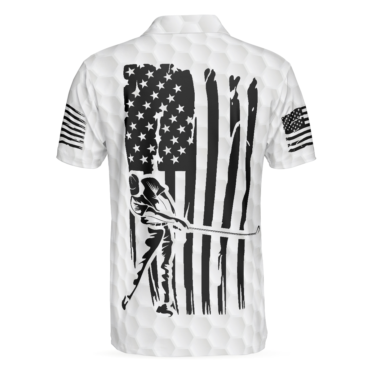 Just Swing It American Golfer Polo Shirt, Black And White American Flag Golf Shirt For Men - Hyperfavor