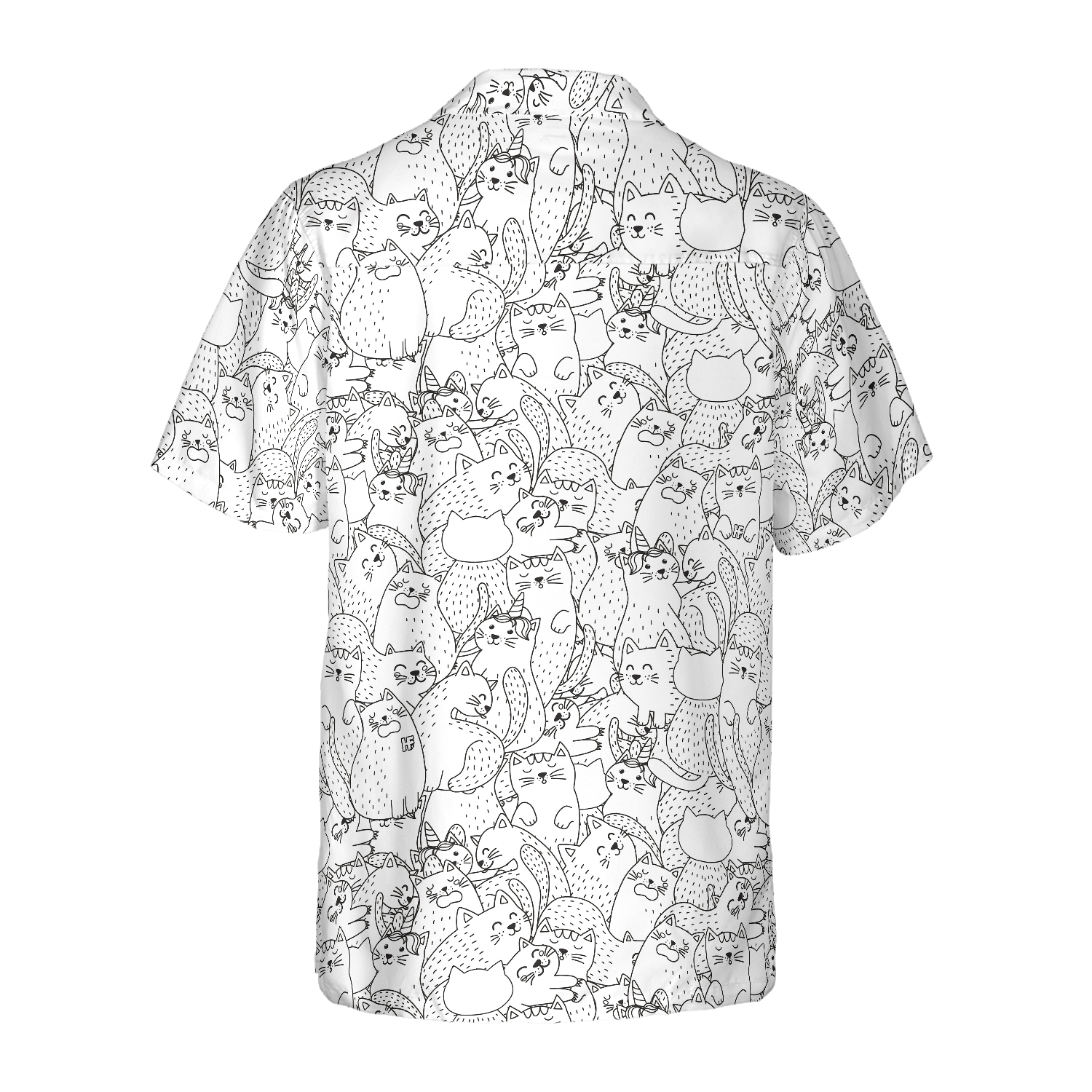 Funny Cats Black And White Pattern Hawaiian Shirt - Hyperfavor