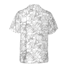 Funny Cats Black And White Pattern Hawaiian Shirt - Hyperfavor