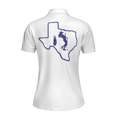 Elegant Bluebonnet Flower For Texas Golfer Short Sleeve Women Polo Shirt, White Texas Golf Shirt For Ladies - Hyperfavor